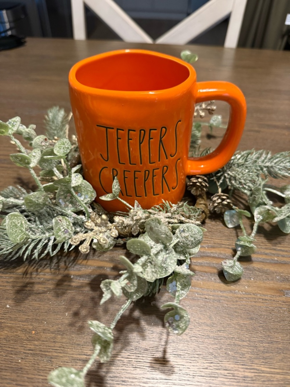 Rae Dunn Orange 'Jeepers Creepers' Ceramic Mug NWT